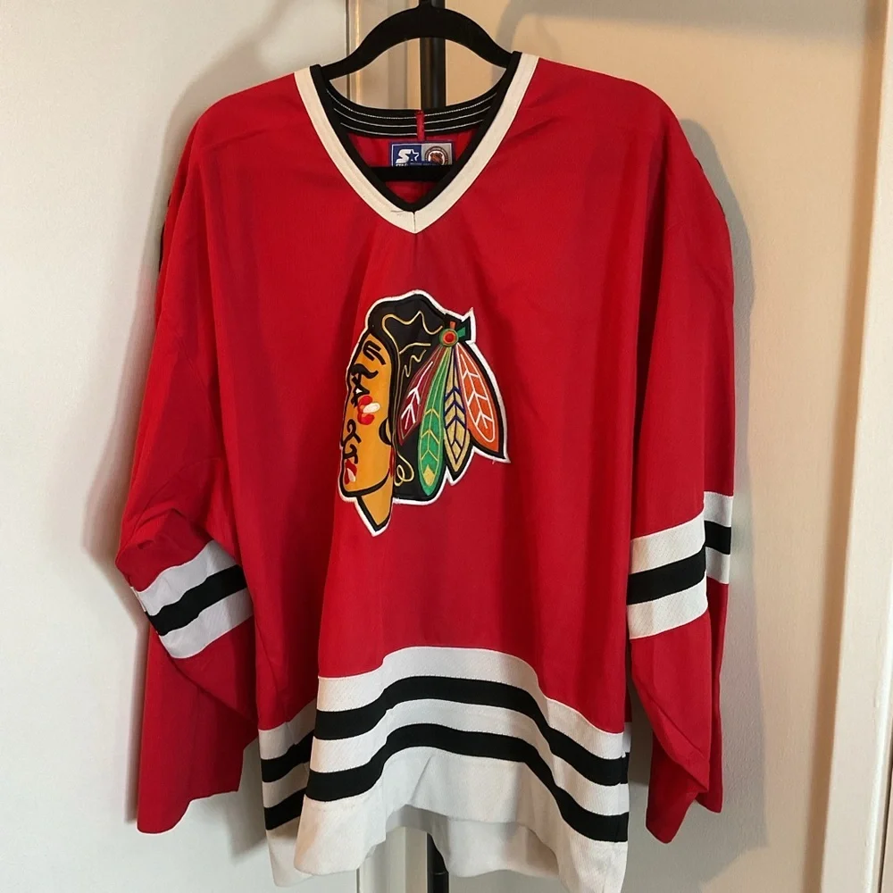 23. Vintage Chicago Blackhawks CCM Maska Jersey Size Red 90s NHL Size XL - Picture 1 of 8